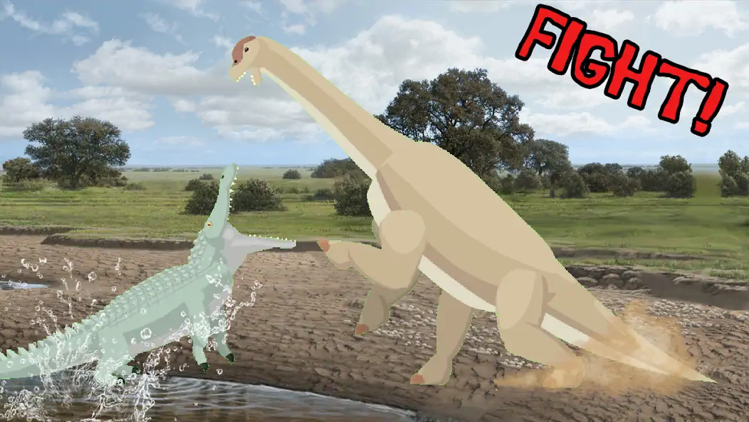 Скачать T-Rex Fights Dinosaurs [MOD Много денег] на Андроид