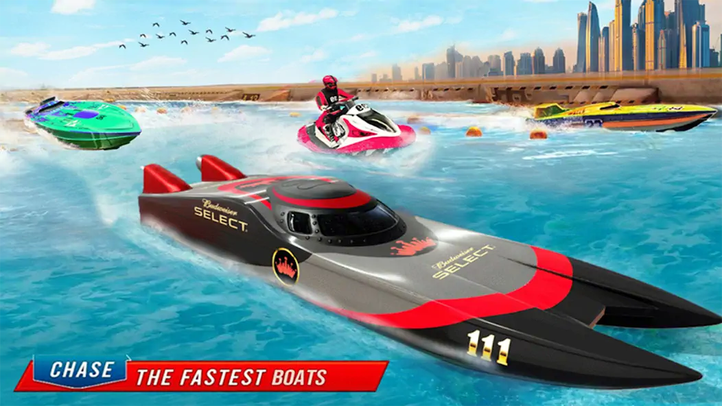 Скачать Jetski Boat racing: Boat Games [MOD Много монет] на Андроид