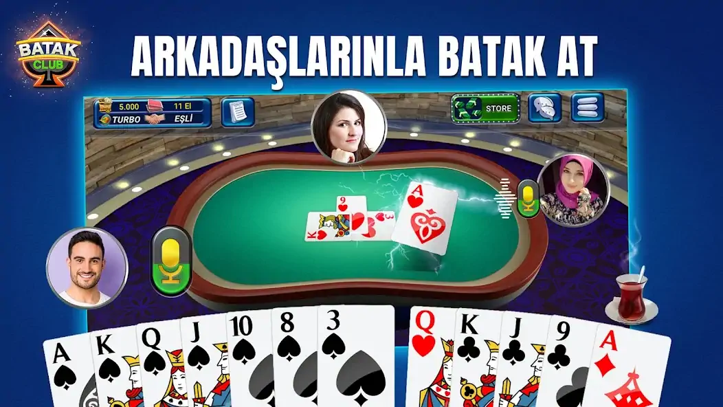 Скачать Batak Club: Batak Online Oyunu [MOD Много денег] на Андроид