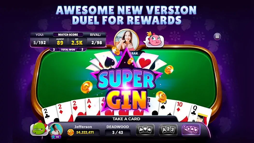 Скачать Gin Rummy Super - Card Game [MOD Много денег] на Андроид
