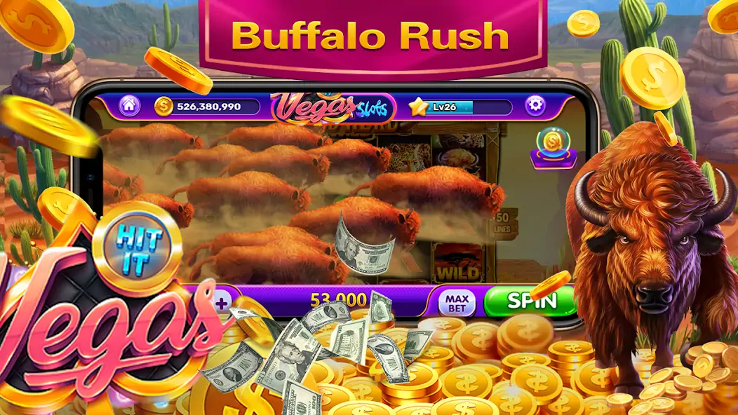 Скачать Real Money Buffalo Rider Slots [MOD Много монет] на Андроид