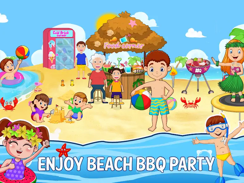 Скачать Мини Городок: пляж пикник игра [MOD Много монет] на Андроид