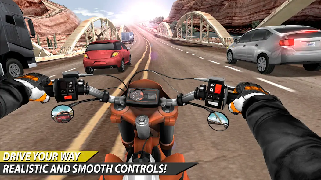 Скачать Moto Rider In Traffic [MOD Много монет] на Андроид