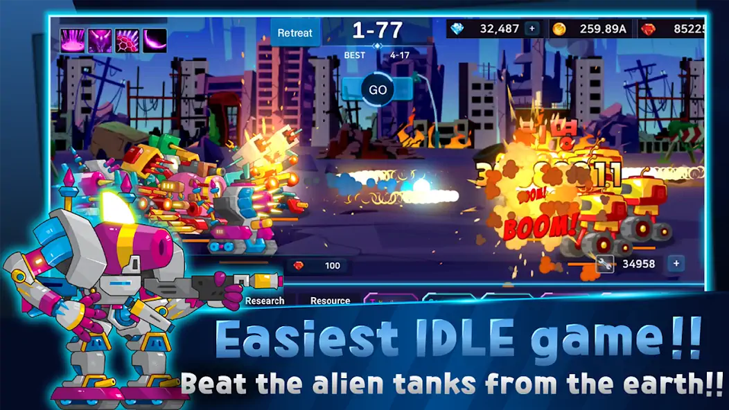 Скачать Mini Robot Tank : idle [MOD Бесконечные деньги] на Андроид