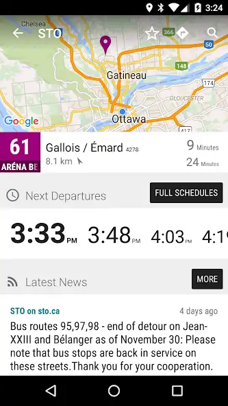 Скачать Gatineau STO Bus - MonTransit [Без рекламы] на Андроид