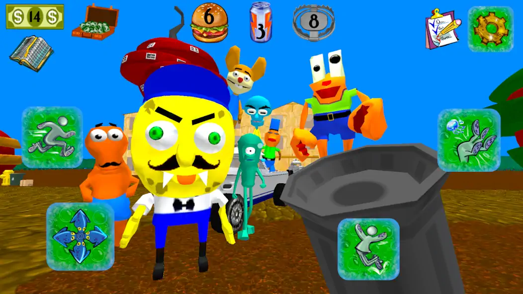 Скачать Sponge Neighbor Escape 3D [MOD Много монет] на Андроид