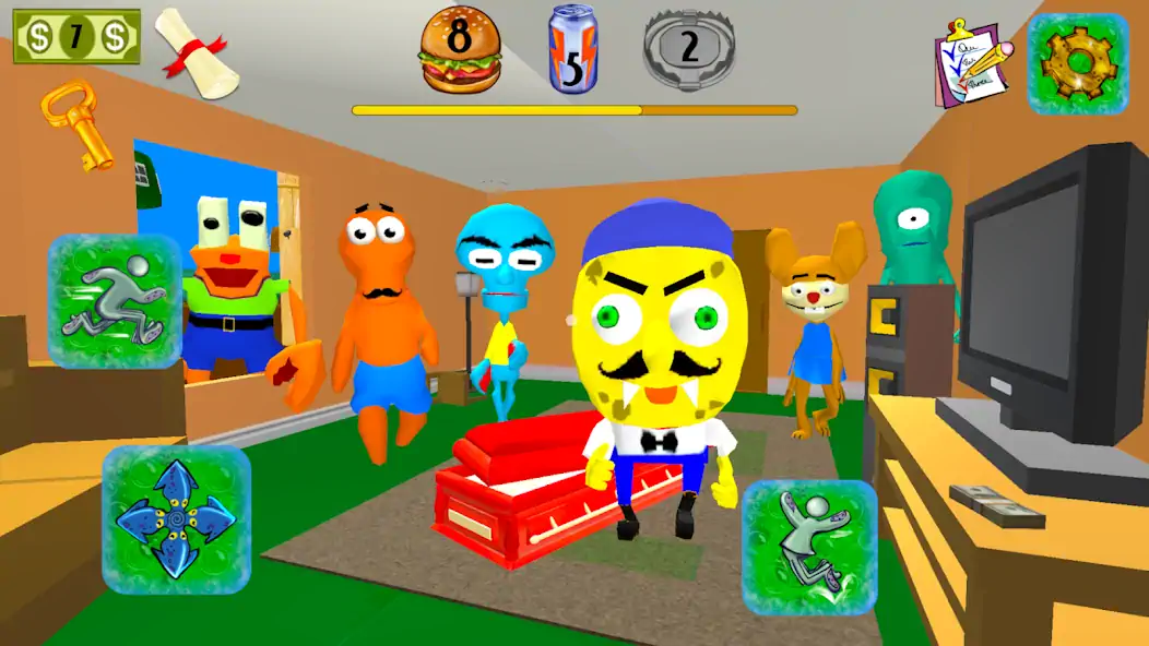 Скачать Sponge Neighbor Escape 3D [MOD Много монет] на Андроид