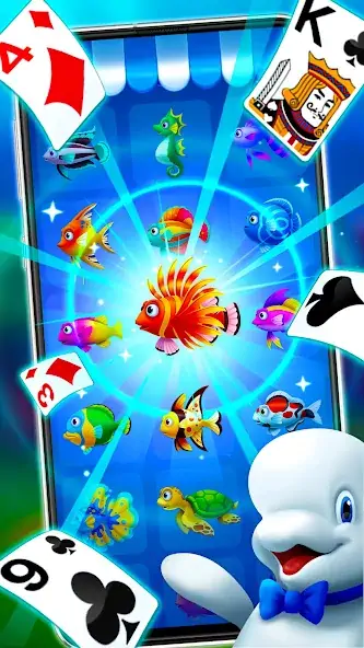 Скачать Пасьянс Косынка с Рыбками [MOD Много монет] на Андроид