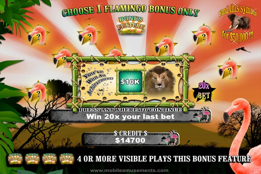 Скачать Flamingo Safari Slots [MOD Бесконечные деньги] на Андроид
