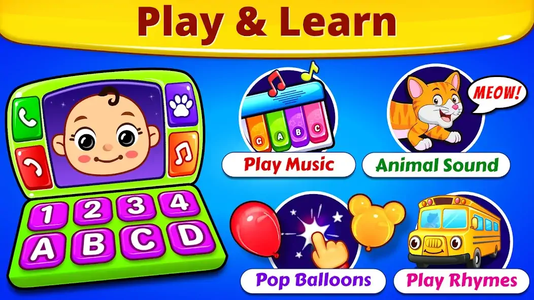 Скачать Baby Games: Piano & Baby Phone [MOD Много денег] на Андроид