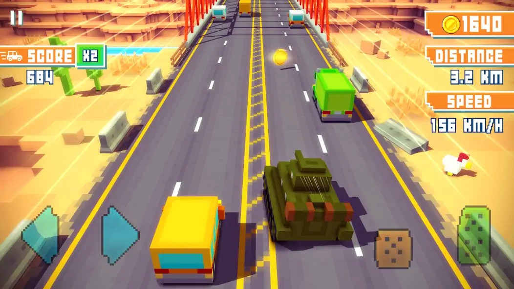 Скачать Blocky Highway: Traffic Racing [MOD Много монет] на Андроид