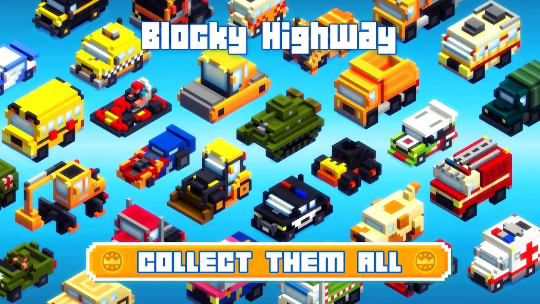 Скачать Blocky Highway: Traffic Racing [MOD Много монет] на Андроид