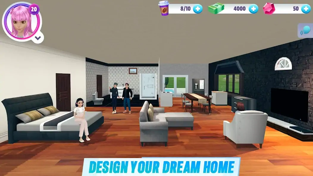 Скачать Virtual Sim Story: Dream Life [MOD Много монет] на Андроид