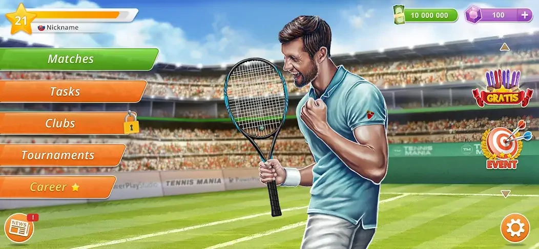 Скачать Tennis Mania Mobile [MOD Бесконечные деньги] на Андроид