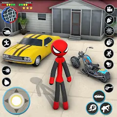Скачать StickMan Rope Hero Spider Game [MOD Бесконечные деньги] + [MOD Меню] на Андроид