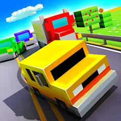 Скачать Blocky Highway: Traffic Racing [MOD Много монет] + [MOD Меню] на Андроид