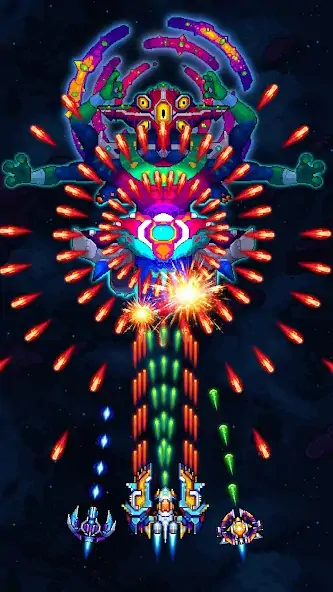 Скачать Galaxiga: классический шутер [MOD Много монет] на Андроид