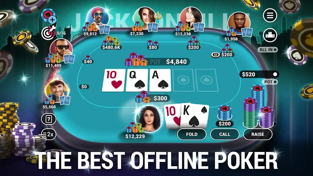 Скачать Poker World - Офлайн Покер [MOD Много денег] на Андроид
