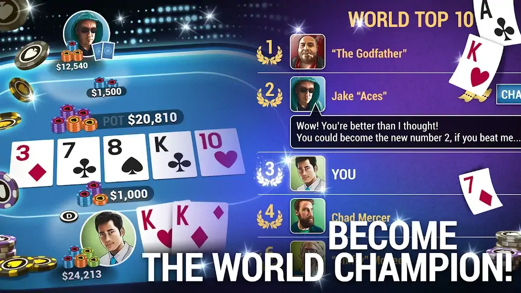 Скачать Poker World - Офлайн Покер [MOD Много денег] на Андроид