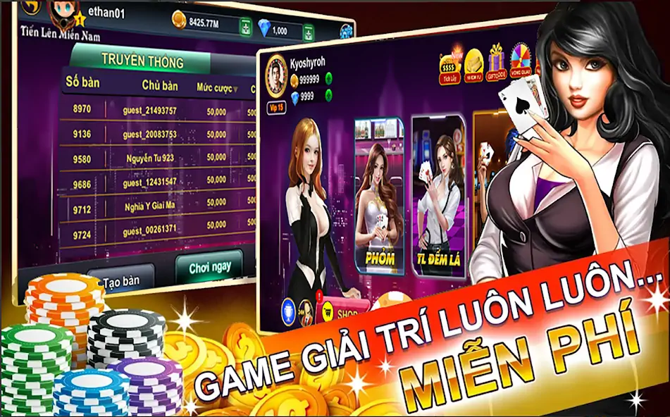Скачать Tiến lên đếm lá online - tien  [MOD Много монет] на Андроид