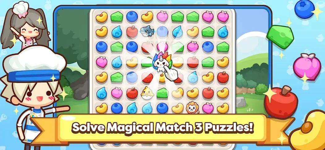 Скачать Fantasy Food Tower: Match 3 [MOD Бесконечные монеты] на Андроид