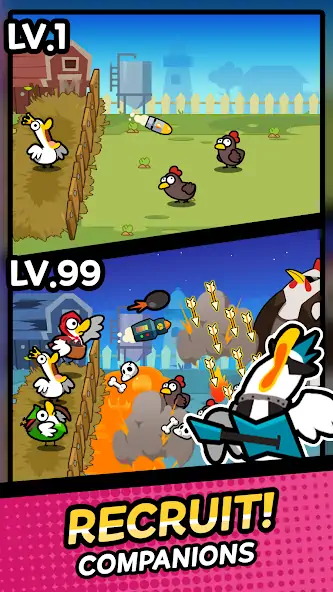 Скачать Duck vs Chicken : Idle Defense [MOD Много монет] на Андроид
