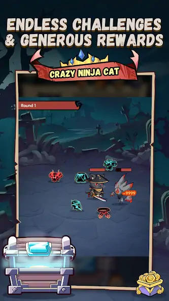 Скачать Crazy Ninja Cat - Idle Arena [MOD Бесконечные деньги] на Андроид