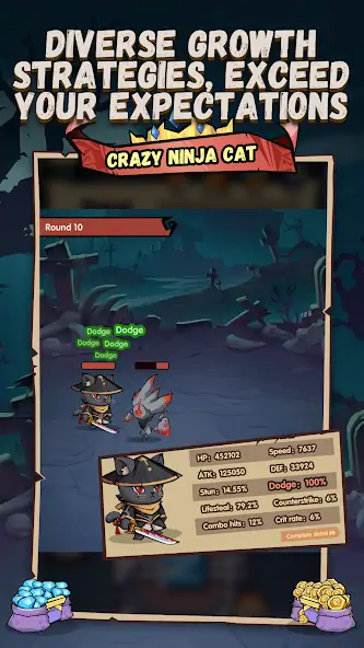 Скачать Crazy Ninja Cat - Idle Arena [MOD Бесконечные деньги] на Андроид