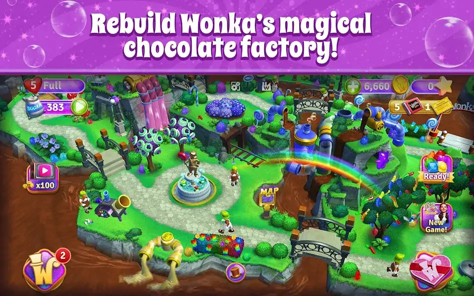 Скачать Wonka's World of Candy Match 3 [MOD Бесконечные деньги] на Андроид