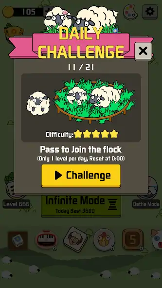 Скачать Sheep N Sheep: Daily Challenge [MOD Бесконечные монеты] на Андроид