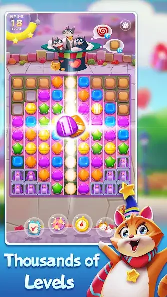 Скачать Candy Cat - Pet match 3 games [MOD Бесконечные монеты] на Андроид