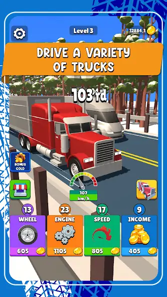 Скачать Idle Truck Racing : Cybertruck [MOD Бесконечные монеты] на Андроид