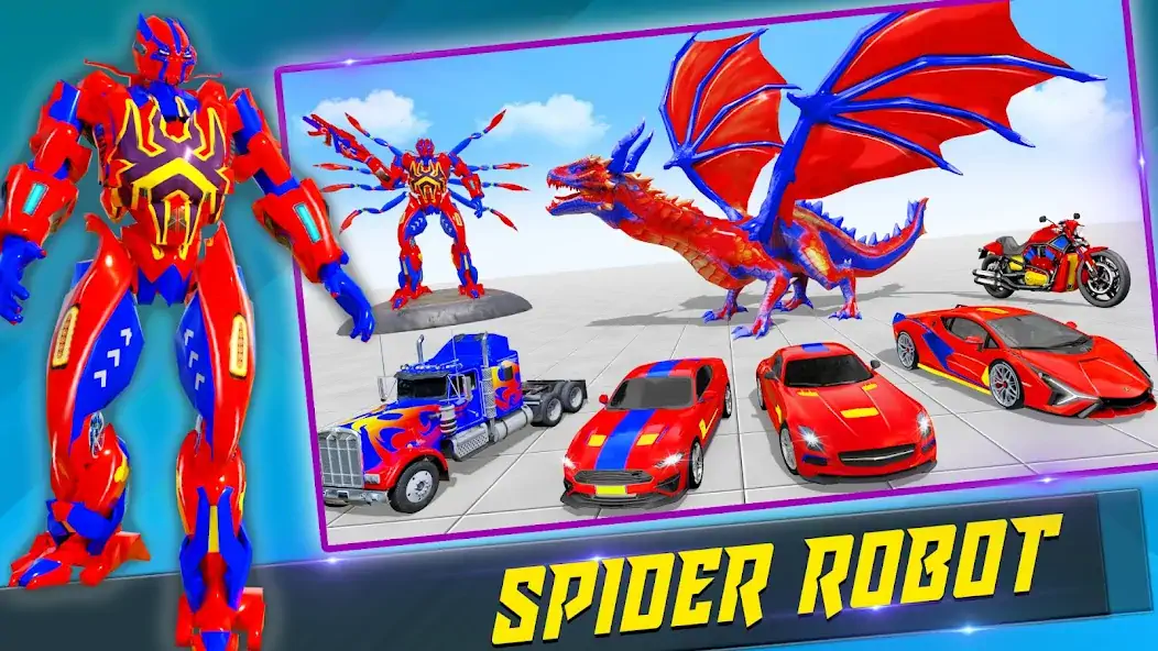 Скачать Spider Robot: Robot Car Games [MOD Много монет] на Андроид