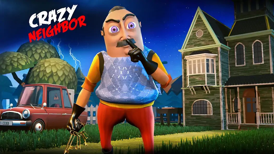 Скачать Hello Crazy Neighbor Game 3D [MOD Бесконечные монеты] на Андроид