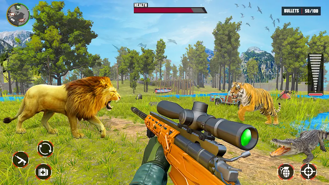 Скачать Wild Animal Hunting Gun Games [MOD Много денег] на Андроид