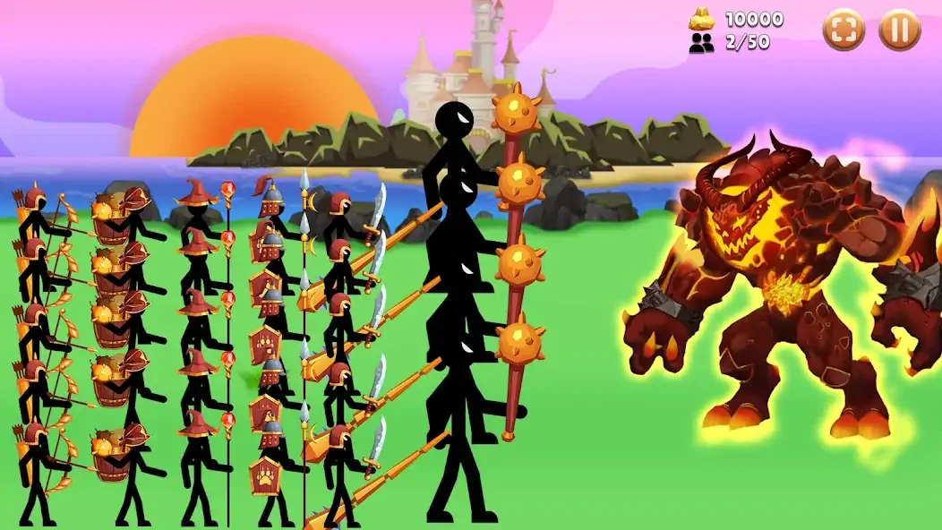 Скачать Stickman War : Clash of Stick [MOD Бесконечные деньги] на Андроид