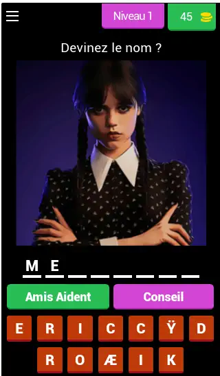 Скачать Wednesday Addams Quiz French [MOD Бесконечные деньги] на Андроид