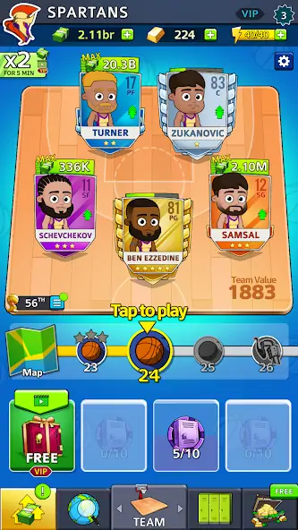 Скачать Idle Five Basketball tycoon [MOD Много денег] на Андроид