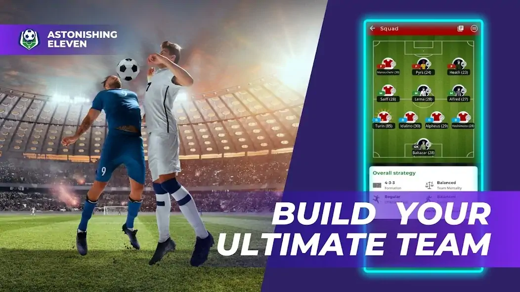 Скачать Astonishing Eleven Football [MOD Бесконечные деньги] на Андроид