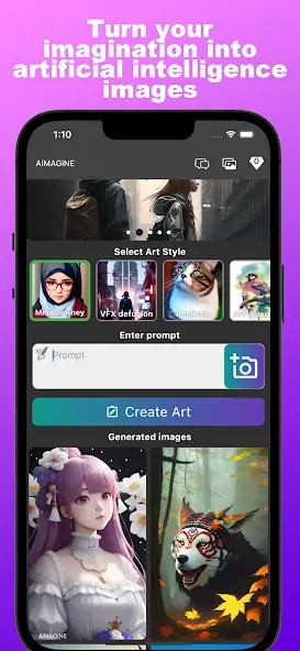 Скачать AiMAGINE - AI art generator [Без рекламы] на Андроид
