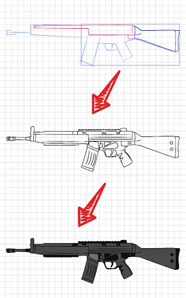 Скачать Как нарисовать оружие поэтапно [Полная версия] на Андроид
