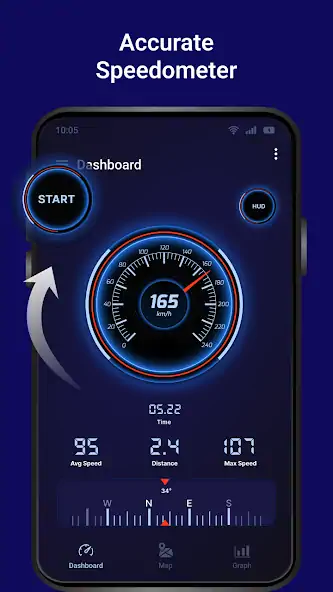 Скачать Спидометр: GPS Одометр [Разблокированная версия] на Андроид