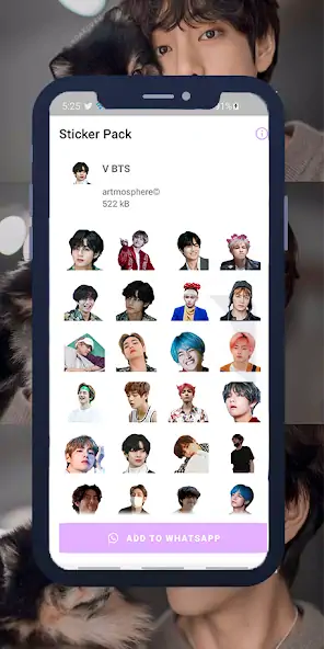 Скачать V BTS WASticker [Разблокированная версия] на Андроид