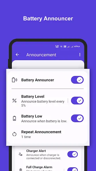 Скачать Battery Announcer [Полная версия] на Андроид