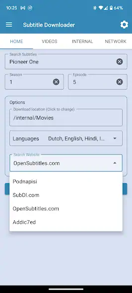 Скачать Subtitle Downloader [Премиум версия] на Андроид