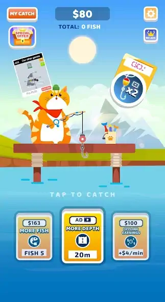 Скачать Idle Furry Fishing! [MOD Много монет] на Андроид