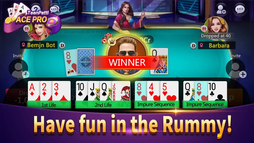 Скачать Teenpatti Ace Pro -poker,rummy [MOD Бесконечные монеты] на Андроид
