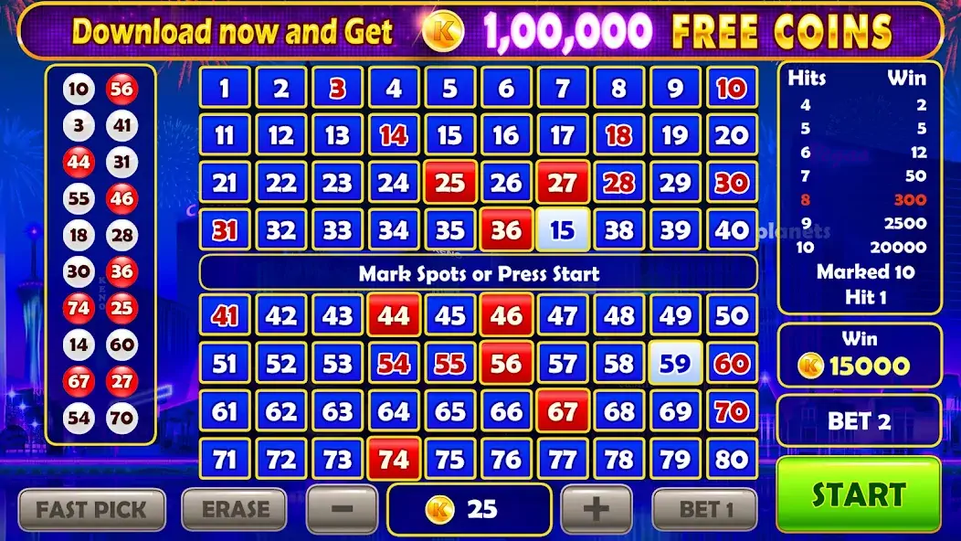 Скачать Keno Prime - Super 3X Payout [MOD Много денег] на Андроид