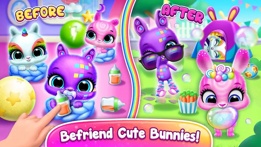 Скачать Bunnsies - Happy Pet World [MOD Много монет] на Андроид