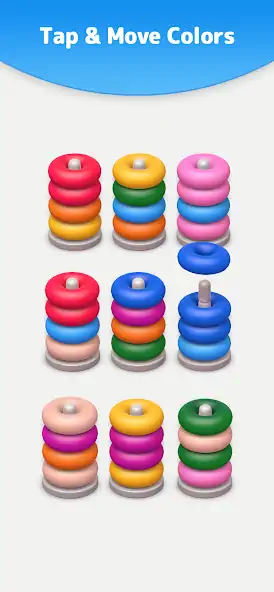 Скачать Color Sort 3D — Hoop Stack [MOD Бесконечные монеты] на Андроид